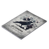 Black Crow Gothic Raven Floral Dark Academia ノートブック (左側)