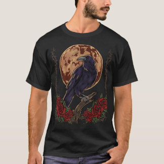 Black Crow Mystical Raven at Full Moon Tシャツ