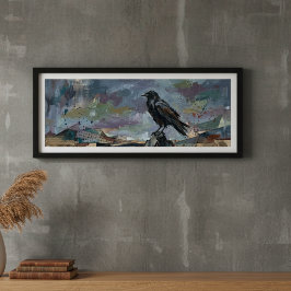 Black Crow Oil Painting Raven Gothic Nature ポスター