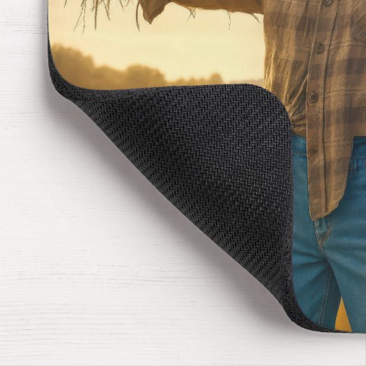 Black Crow Perched On a Scarecrow マウスパッド (コーナー)