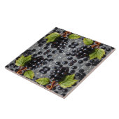 Black Currants Berries & Green Leaf Pattern タイル (側面)