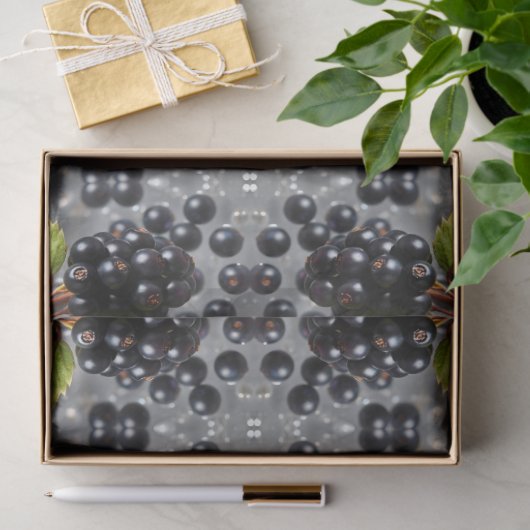 Black Currants Berries & Green Leaf Pattern 薄葉紙 (ギフト)