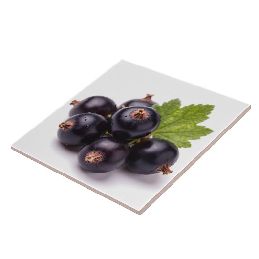 Black Currants With Water Drops & Green Leaf タイル (側面)