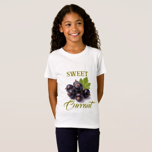 Black Currants With Water Drops & Green Leaf Tシャツ (正面フル)