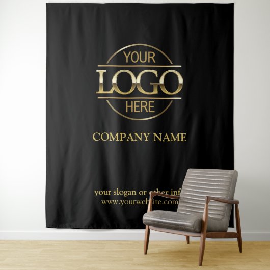 Black Custom Business Logo Trade Show Backdrop タペストリー (インサイチュ)