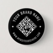 Black Custom Business QR Code Design 缶バッジ (正面)
