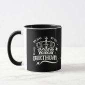 Black Custom Elegant Birthday Crown Typography マグカップ (左)