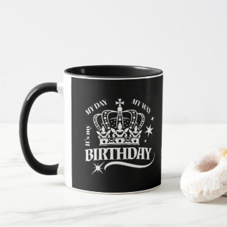 Black Custom Elegant Birthday Crown Typography マグカップ