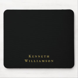 Black Custom Gold Name Minimalist Elegant Men マウスパッド