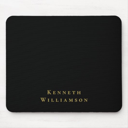 Black Custom Gold Name Minimalist Elegant Men  マウスパッド (正面)