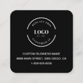 Black custom logo website QR code square Modern スクエア名刺 (正面)