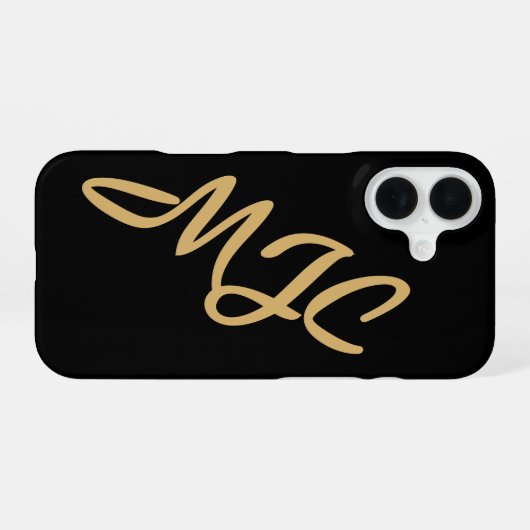 Black Custom Monogram iPhone 16ケース (裏面横)