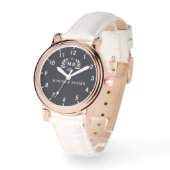 Black Custom Name  Monogram Romantic Gift  腕時計 (傾斜)