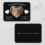 Black Customizable Cattery Business Card  名刺 (正面/裏面)