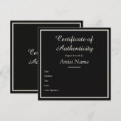 Black Customizable Certificate of Authenticity ノートカード (正面/裏面)