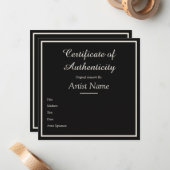 Black Customizable Certificate of Authenticity ノートカード (正面/裏面インサイチュ)