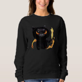 Black Cute Cat Wizard With Power Of Fire For Anima スウェットシャツ (正面)
