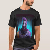 Black Cyberpunk Warrior Tシャツ (正面)