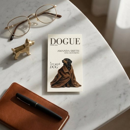 Black Dachshund Elegant Dogue Business Card 名刺