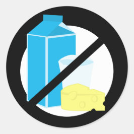 Black Dairy Free No Dairy or Milk Allergy Warning ラウンドシール