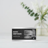 Black Damask Desktop pcコンピュータの修理技術者 名刺 (スタンド正面)