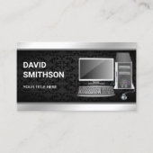 Black Damask Desktop pcコンピュータの修理技術者 名刺 (正面)