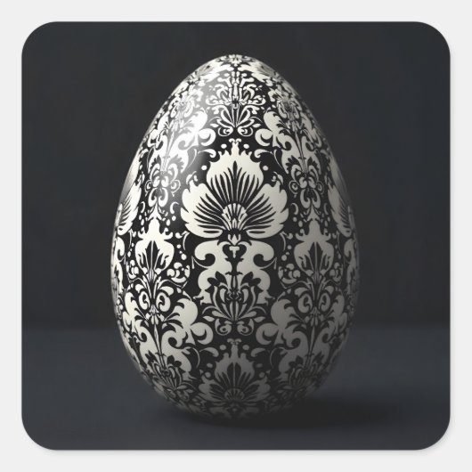Black Damask Easter Egg スクエアシール (正面)