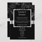 Black damask gothic wedding photo invitation 招待状 (正面/裏面)