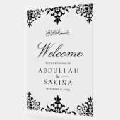 Black Damask Muslim Wedding Welcome アクリルサイン (傾斜)