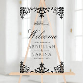 Black Damask Muslim Wedding Welcome アクリルサイン