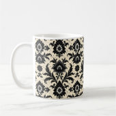 Black Damask on Sepia コーヒーマグカップ (左)