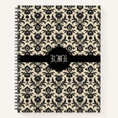 Black Damask on Sepia ノートブック (正面)
