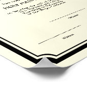 Black Deco frame keepsake wedding certificate ecru ポスター (角)