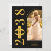 Black Delicate Arch MInimalist Grad Golden 招待状 (正面)