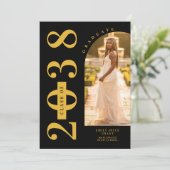 Black Delicate Arch MInimalist Grad Golden 招待状 (スタンド正面)