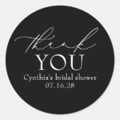 Black Delicate Elegant Script Modern Thank You  ラウンドシール (正面)