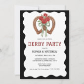 Black Derby Party Invitation Elegant Horseshoe 招待状 (正面)