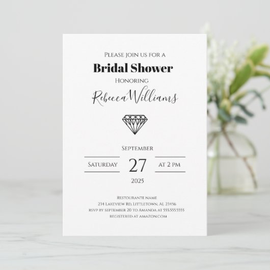 Black Diamond Bridal Shower Invitation 招待状 (スタンド正面)