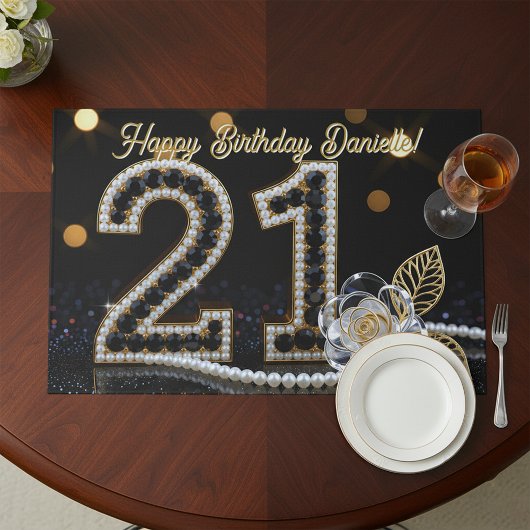 Black Diamond Pearl 21st Birthday Paper Placemat ペーパーパッド