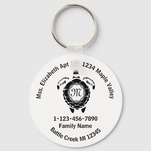 Black Diamond Sea Turtle Lost Family Home Address キーホルダー (正面)