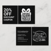 Black Discount Coupon QR Code Marketing 名刺 (正面/裏面)
