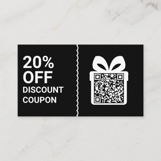 Black Discount Coupon QR Code Marketing 名刺 (正面)