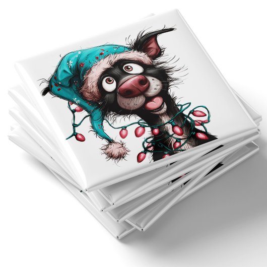 Black Dog Funny Christmas Magnet マグネット