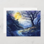 Black Dog Guardian Rosstrappe Legend Watercolor ポストカード (正面/裏面)