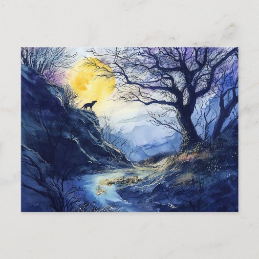 Black Dog Guardian Rosstrappe Legend Watercolor ポストカード (正面)