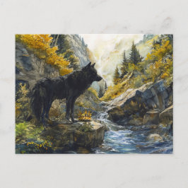Black Dog Guardian Rosstrappe Legend Watercolor ポストカード
