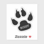 Black Dog Paw Print With Name シール (シート)