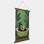 Black Dog Reading Newspaper Wall Art 吊り下げ型タペストリー (傾斜あり)