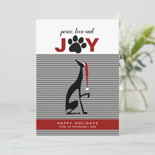 Black Dog Santa Hat Joy シーズンカード (スタンド正面)