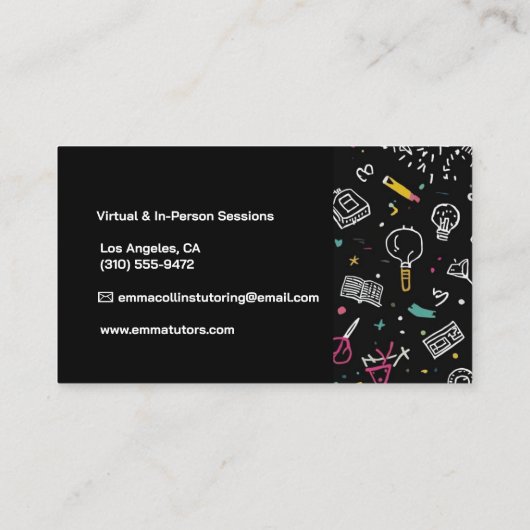 Black Doodle English Writing Tutor Modern  名刺 (裏面)